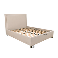 Contemporary Modern Maddy Upholstered Studded Square Queen Bed Frame