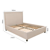 Contemporary Modern Maddy Upholstered Studded Square Queen Bed Frame