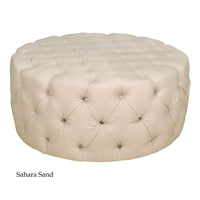 French Provincial Chesterfield Marco Large Round Tufted Pouffe Ottoman