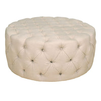 French Provincial Chesterfield Marco Large Round Tufted Pouffe Ottoman