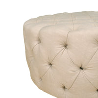 French Provincial Chesterfield Marco Large Round Tufted Pouffe Ottoman