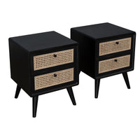 Contemporary Modern Scandinavian Nordic Rattan Bedside Table