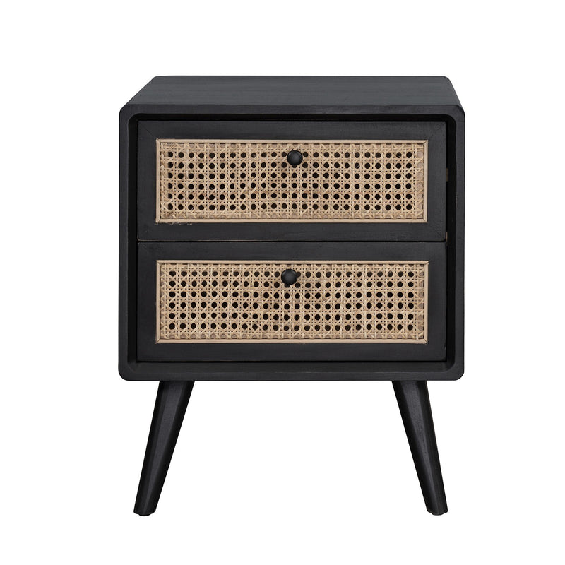 Contemporary Modern Scandinavian Nordic Rattan Bedside Table