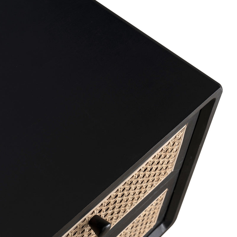 Contemporary Modern Scandinavian Nordic Rattan Bedside Table