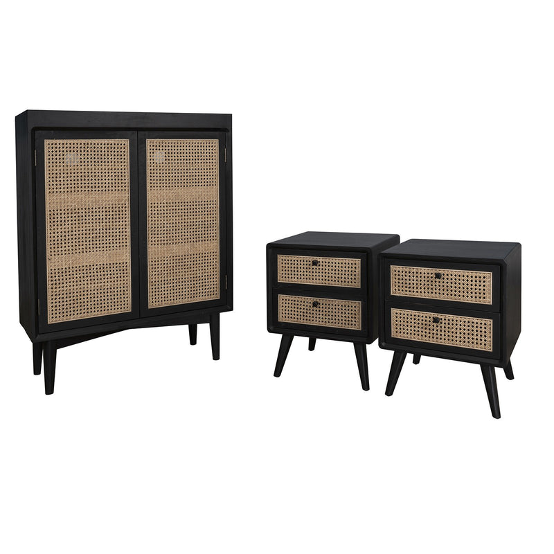 Contemporary Modern Scandinavian Nordic Rattan Bedside Table