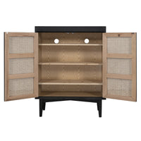 Contemporary Scandinavian Nordic Rattan Storage Cabinet