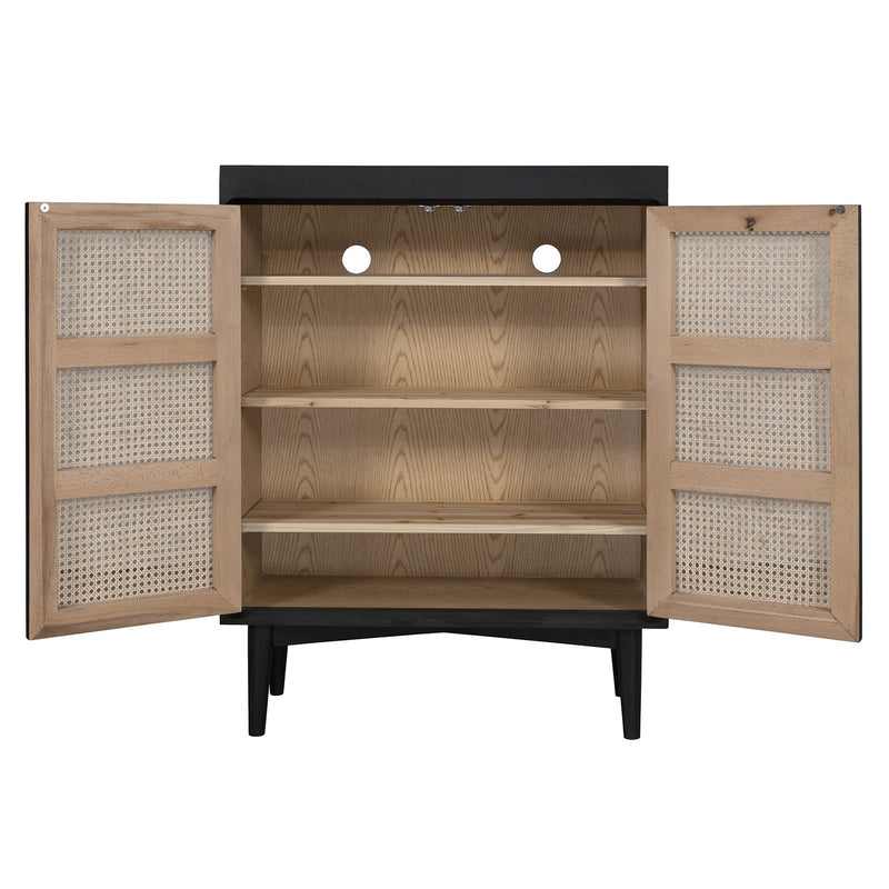 Contemporary Scandinavian Nordic Rattan Storage Cabinet