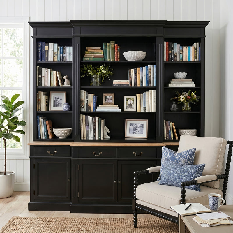 Hamptons Sorrento Buffet and Hutch Sideboard Bookcase Cabinet