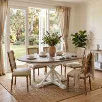 Hamptons Sorrento 150-190cm Round Extendable Trestle Dining Table