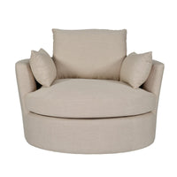 Contemporary Modern Austin Swivel Linen Snuggle Armchair