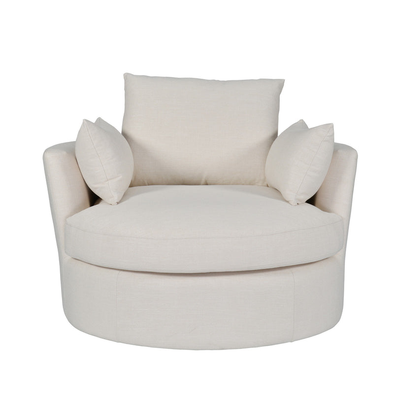 Contemporary Modern Austin Swivel Linen Snuggle Armchair