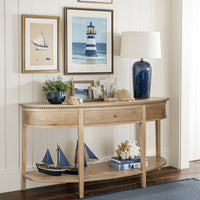 Hamptons Coastal Half-Moon Curve Hallway Console Table Dentil Molding Design