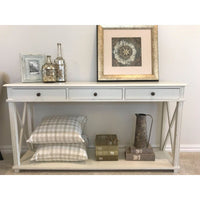 Hamptons Halifax Side Cross 3 Drawer Console Hall Table