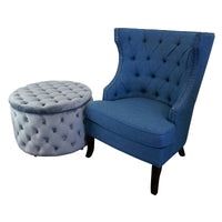 French Provincial Chesterfield Oxford Upholstered Wingback Lounge Armchair Sofa