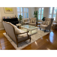 French Provincial Chesterfield Oxford Upholstered Wingback Lounge Armchair Sofa