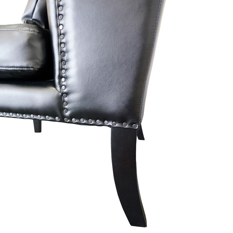 Contemporary Modern Iago Studded Upholstered Wingback Lounge Chair