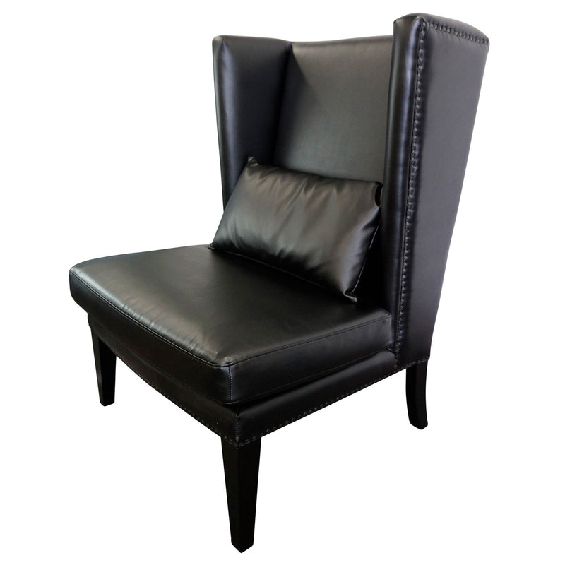 Contemporary Modern Iago Studded Upholstered Wingback Lounge Chair